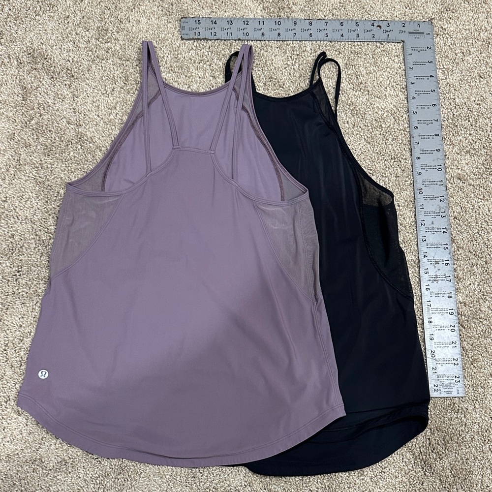 Lululemon Purple and Black Tank Tops